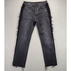 3x1 High Rise Cora Straight leg Raw Hem Cropped Jeans in Dark Grey Size 26 Jolee